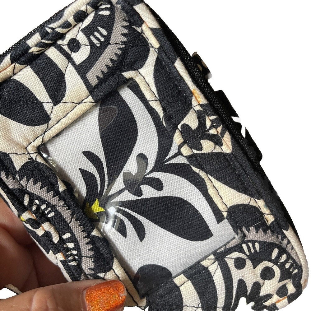 Vera‎ Bradley Baroque Zip Around Wallet Wristlet Black Yellow Logo - Picture 6 of 7